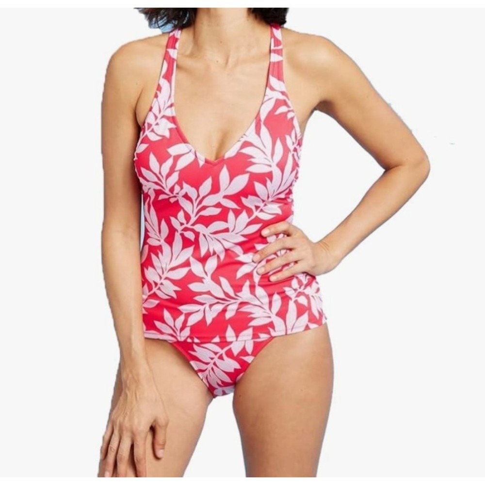 All in Motion womens Swim Top Size Small Adjustable Strap Tropical Print Tankini